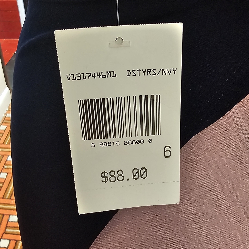 NWT Navy Pink Ruched Waist Dress - Picture 4 of 7